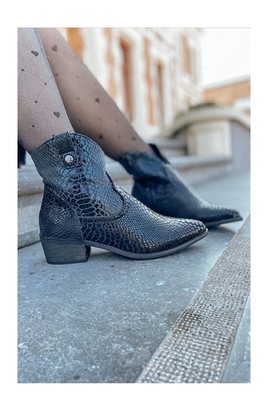 Femme Les Petites Bombes - LPB Bottines | Bottines Anna-Lou Es Snake-Les Petites Bombes Noir