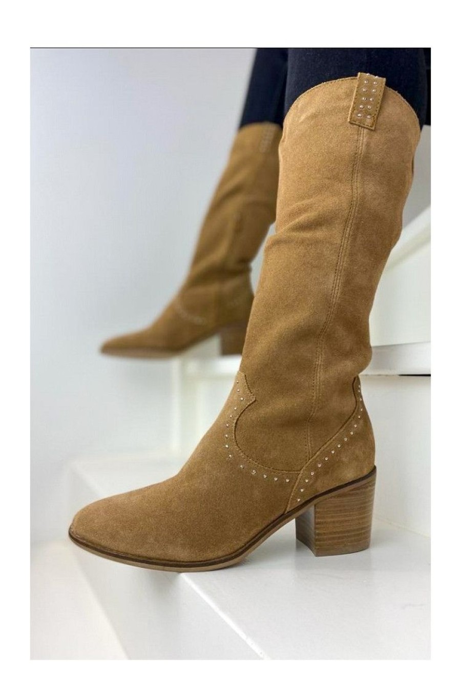 Femme Reqins Bottes | Bottes Zodiac Peau-Reqins Camel